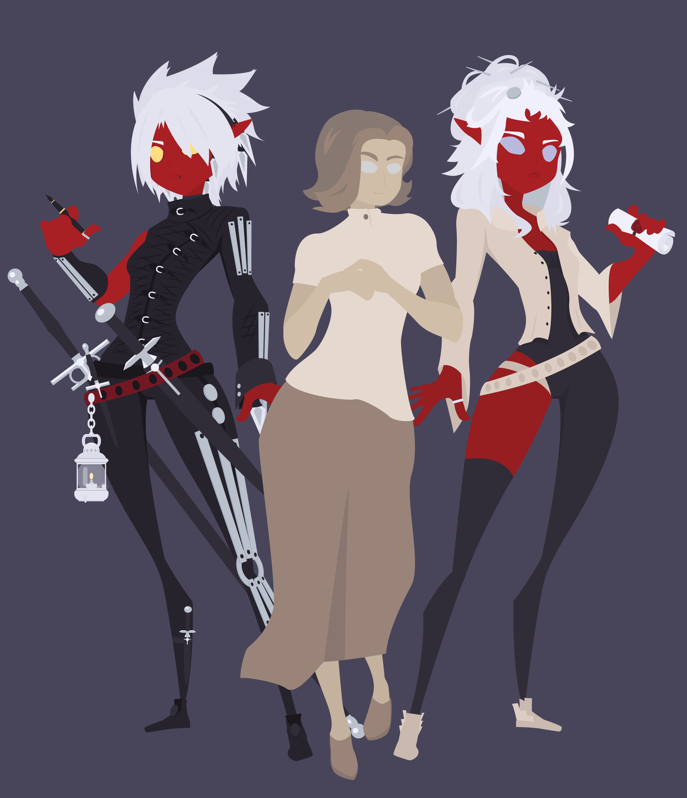 Two elves and a human shows the every day fantasy fashion