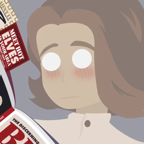 Lily is shocked reading an elven magazine