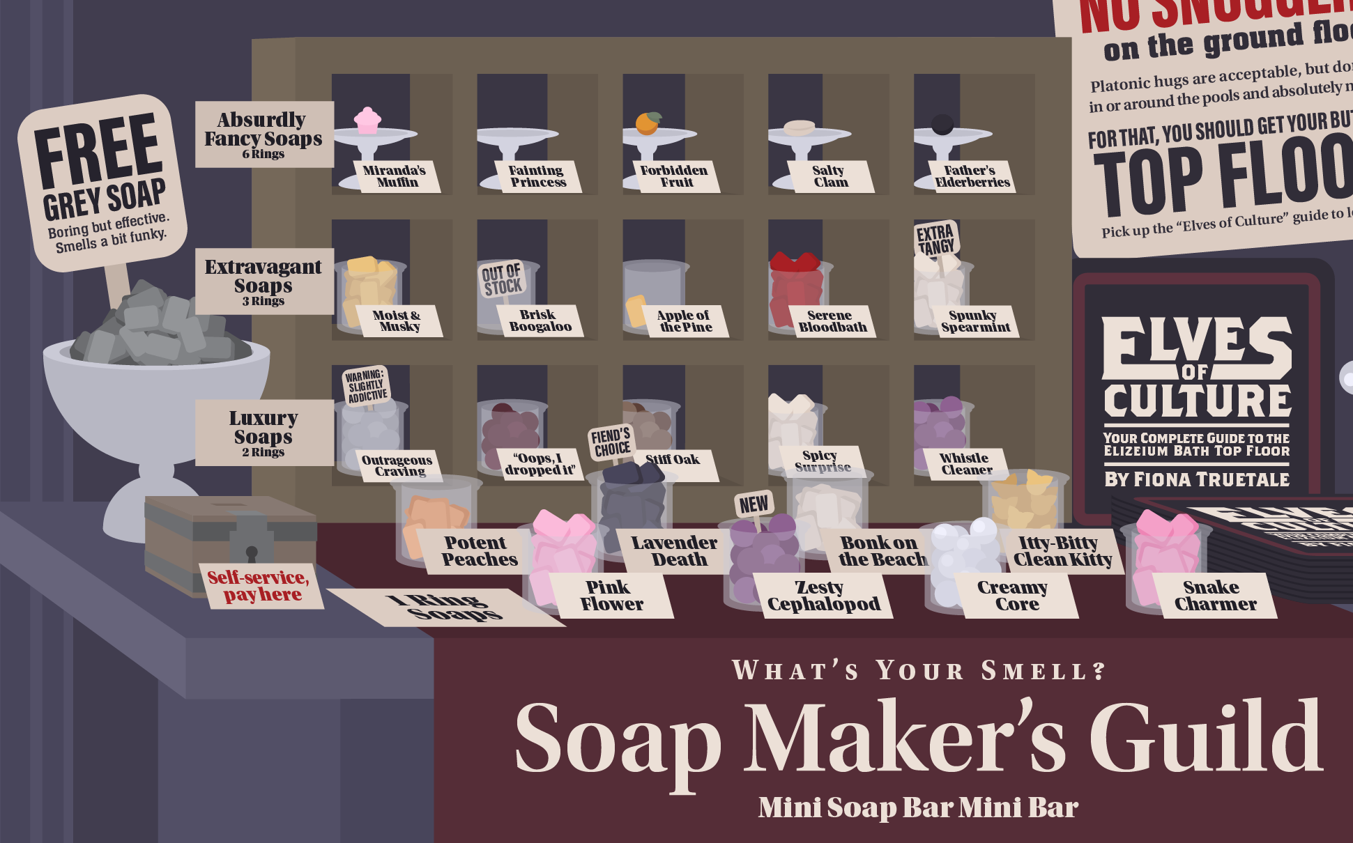 A display of all the different soap scents
