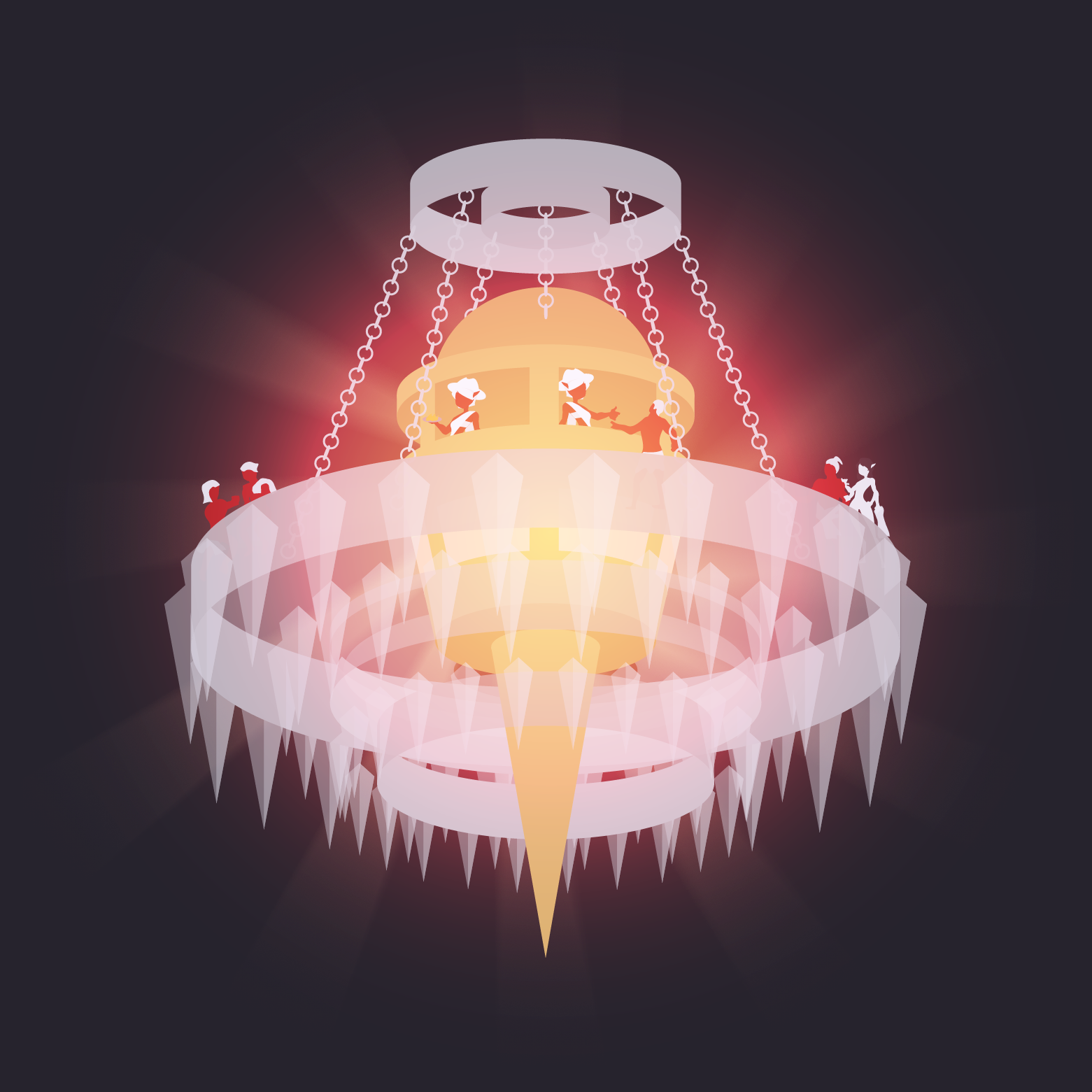 The Chandeliers above the Great Hall hosts small restaurants