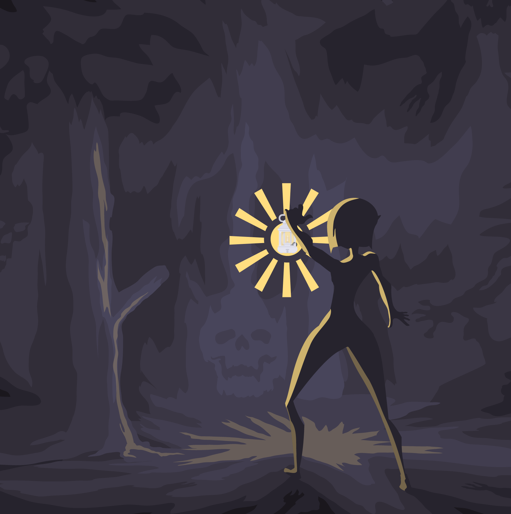 Oil lantern in the darkness