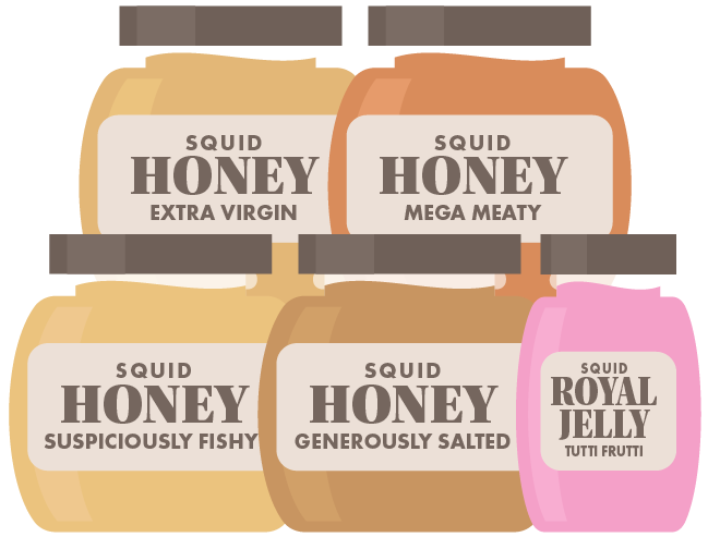Honey-Squid honey flavors