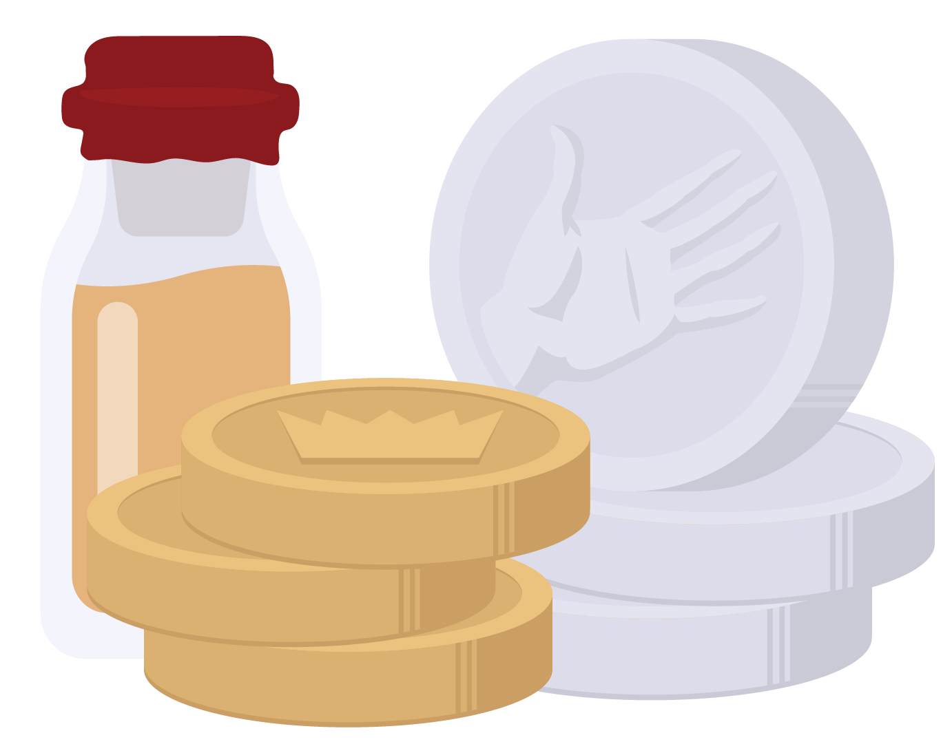 Gold and silver coins compared to the elven oil currency