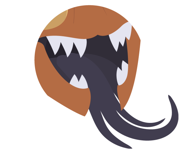 Squid mouth with sharp teeth and three tongues.