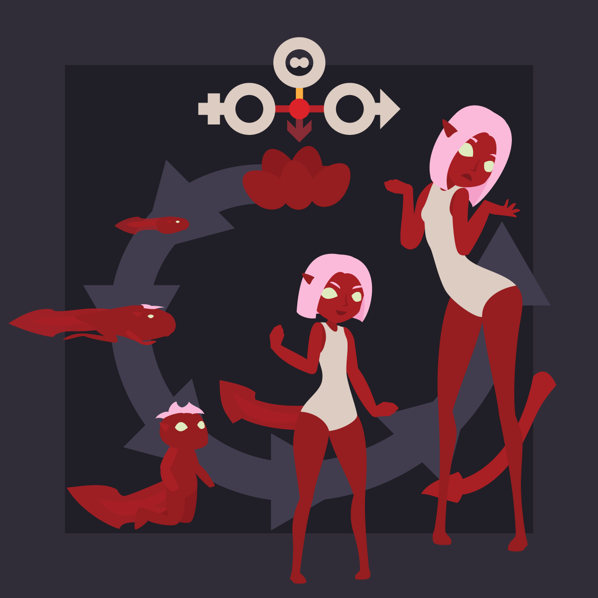 Diagram of the elven life cycle. Different stages in the life of an elf.